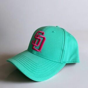 San Diego Padres City Connect Snapback Hat Mint Green Pink SD Logo Toyota MLB